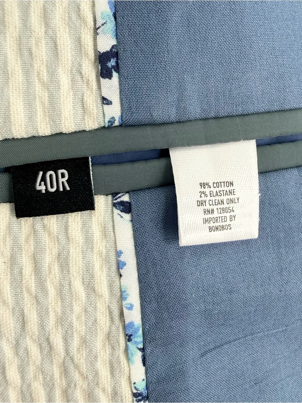 Bonobos Seersucker Blazer Mens Size 40R Blue Ivory Slim Fit Sport Coat NWOT